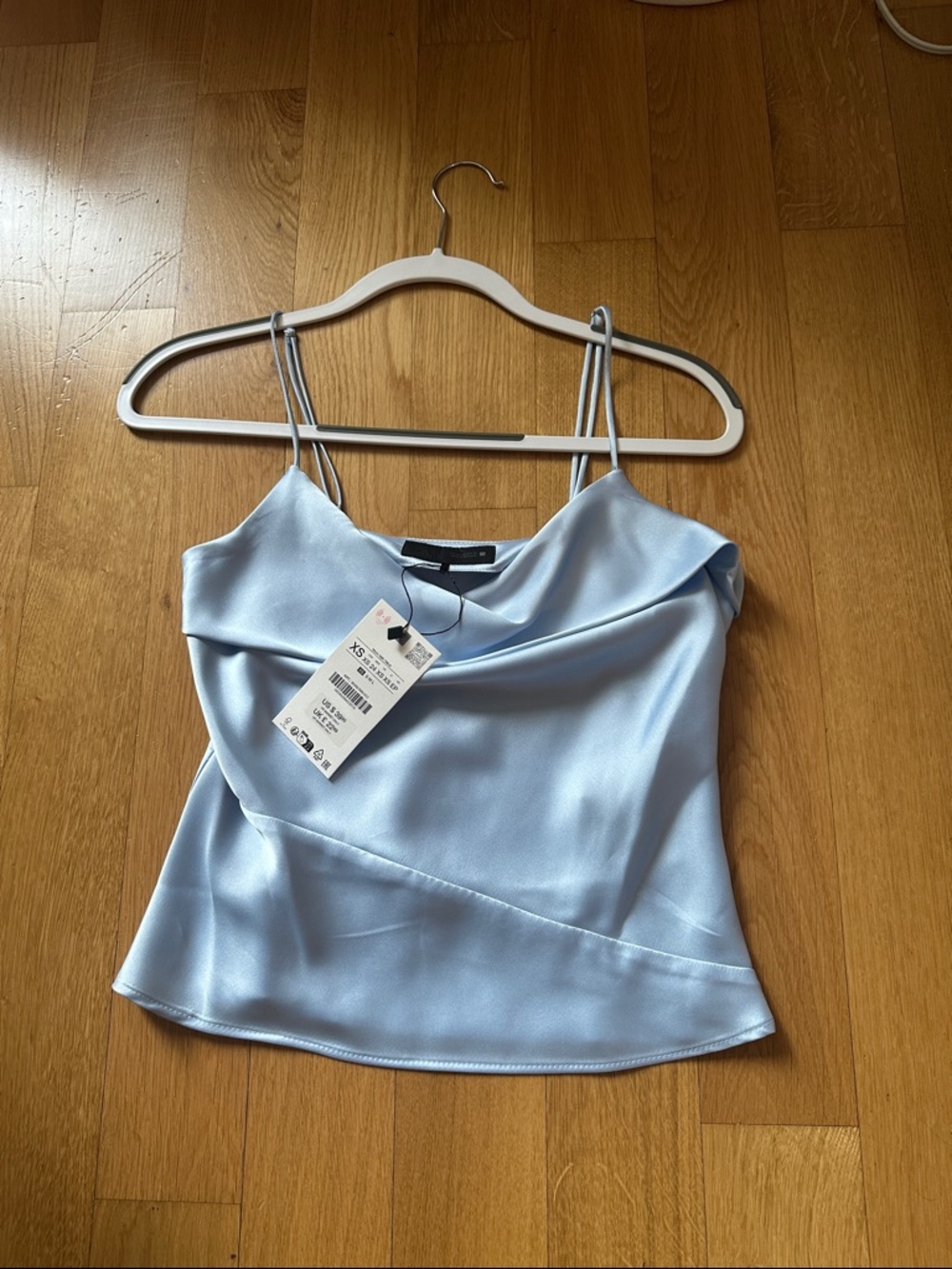 Zara Light Blue Satin Cowl Neck Camisole